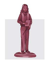 pink social worker army figurine